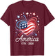 Flag Heart 1776 2026 July 4th 250th Birthday T-Shirt - T-Shirt | Maroon