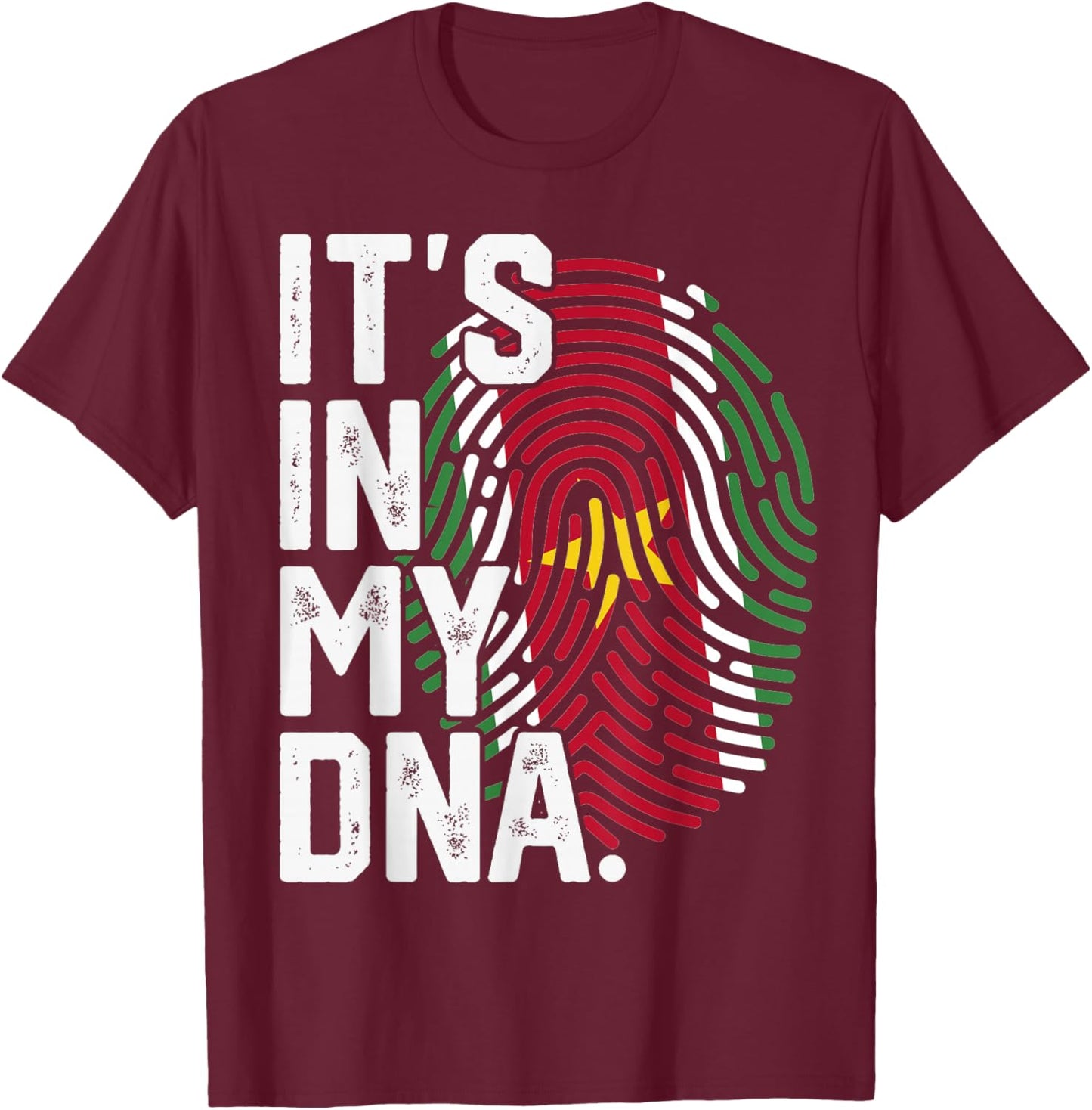 Suriname Roots Flag Fingerprint Graphic Patriotic T-Shirt - T-Shirt | Maroon