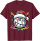 Christmas Baseball Ice Cream Dripping Santa Baseball Drip T-Shirt - T-Shirt | Maroon