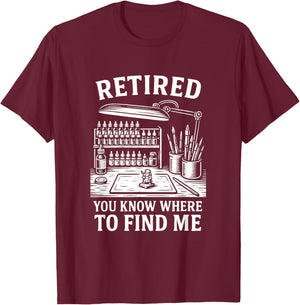 Miniature Painting Retired Mini Figure Painter Retirement T-Shirt - T-Shirt | Maroon
