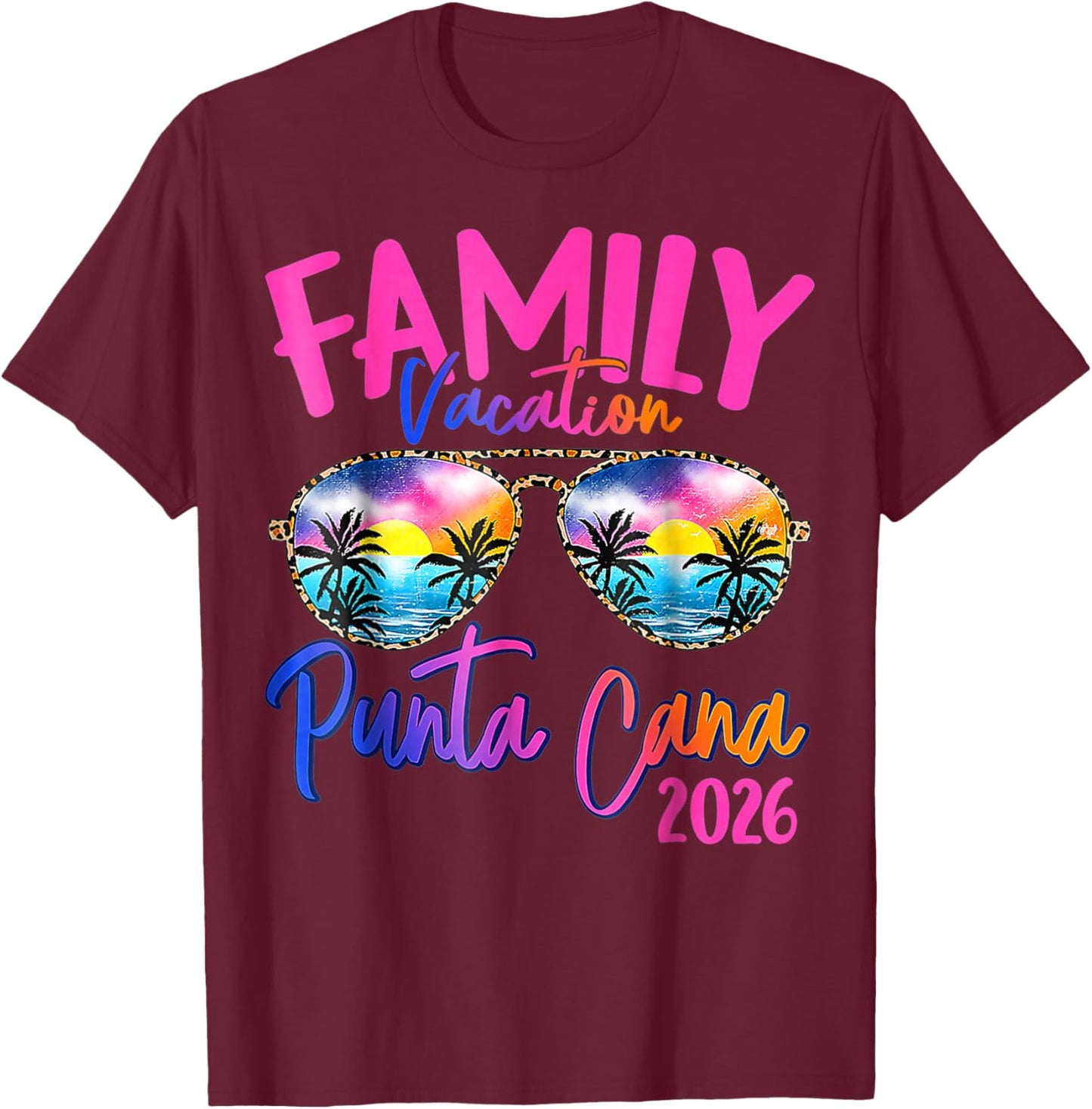 Family Vacation Punta Cana 2026 Matching Holiday Summer T-Shirt - T-Shirt | Maroon