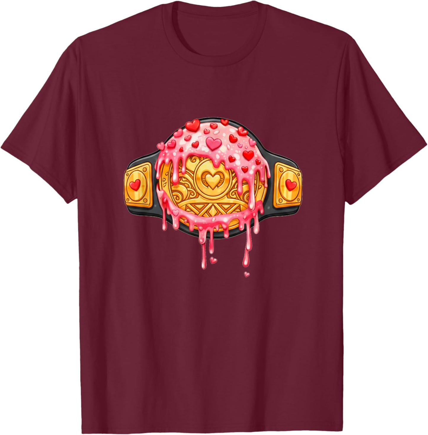Wrestling Valentines Day Ice Cream Drip Heart Boys T-Shirt - T-Shirt | Maroon
