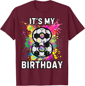 Soccer Birthday 8 T-Shirt - T-Shirt | Maroon