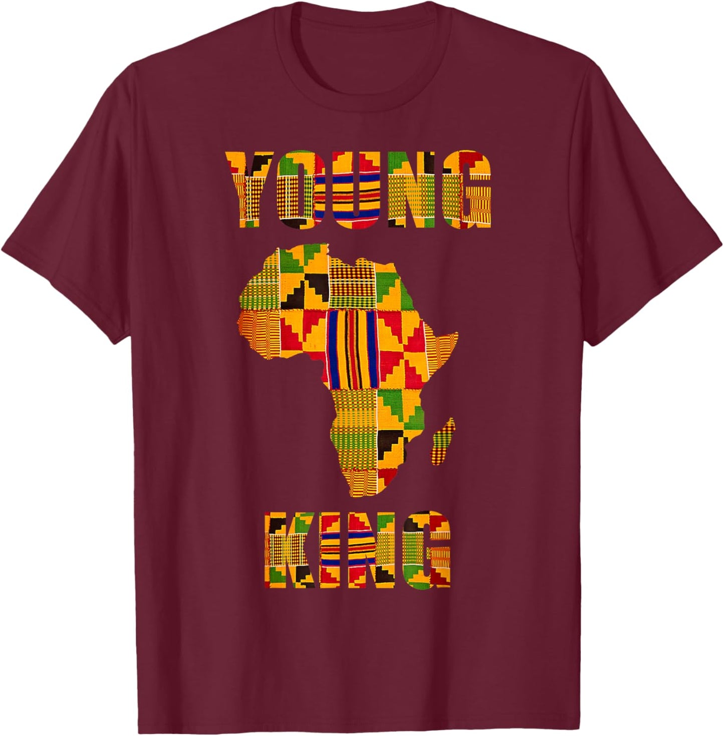 Cool African Kente Art Men Boys Kids African American Print T-Shirt - T-Shirt | Maroon