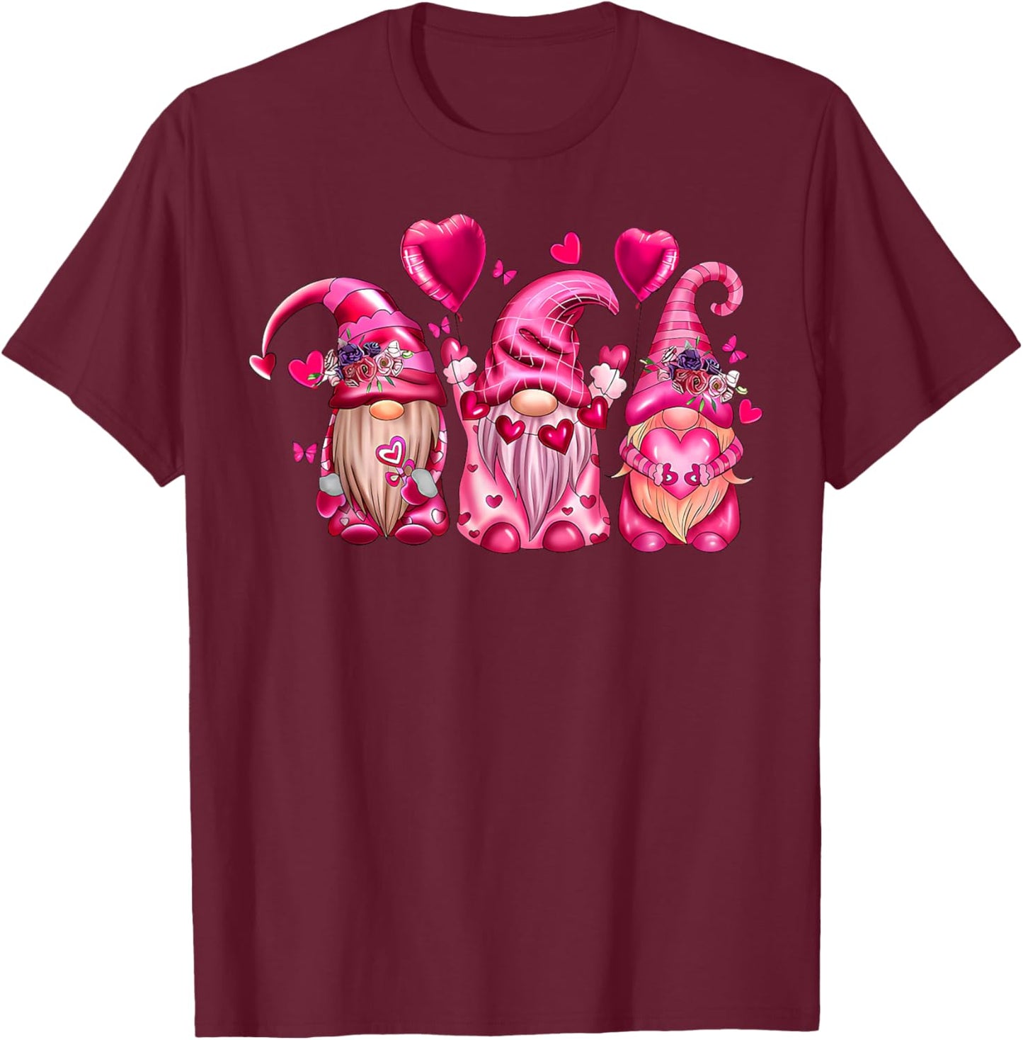 Valentine's Shirt for Cute Gnomes Love Heart T-Shirt - T-Shirt | Maroon