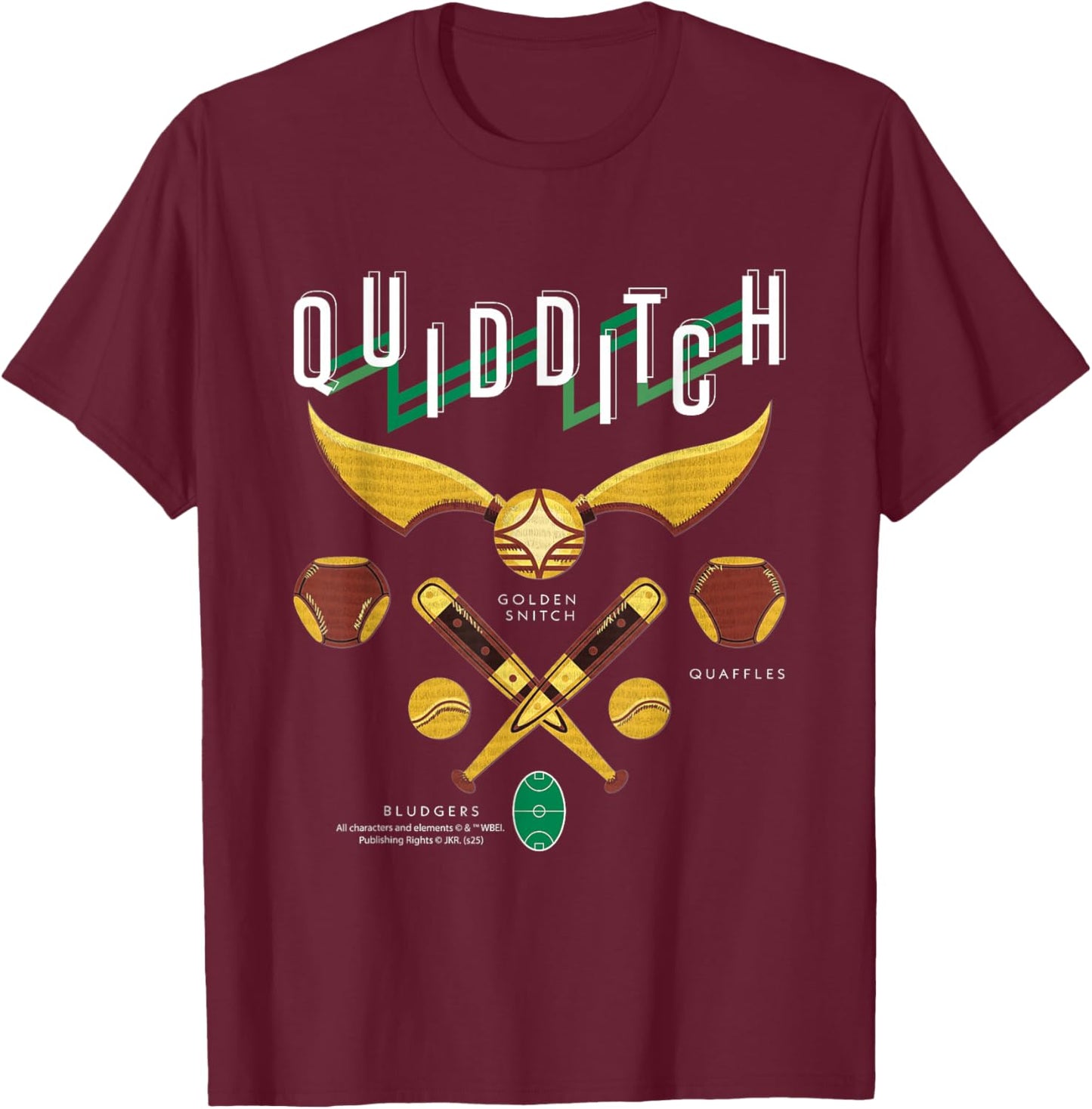 Quidditch Golden Snitch Quaffles Bludgers T-Shirt - T-Shirt | Maroon