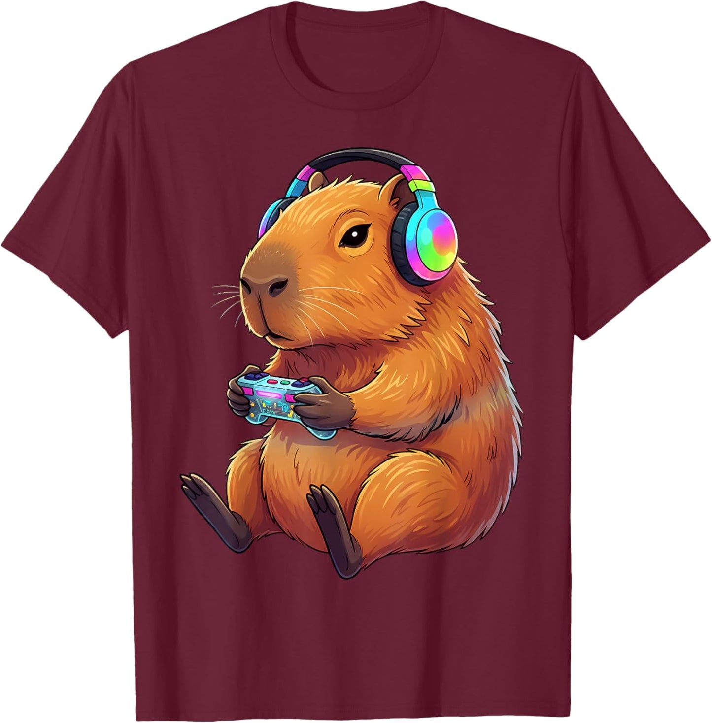 Gamer Capybara Video Games Boys Girls Teen Funny Gift Gaming T-Shirt - T-Shirt | Maroon