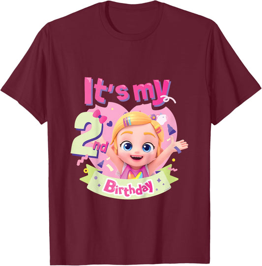 Bebefinn Bora It's My 2nd Birthday Celebration Kids T-Shirt - T-Shirt | Maroon