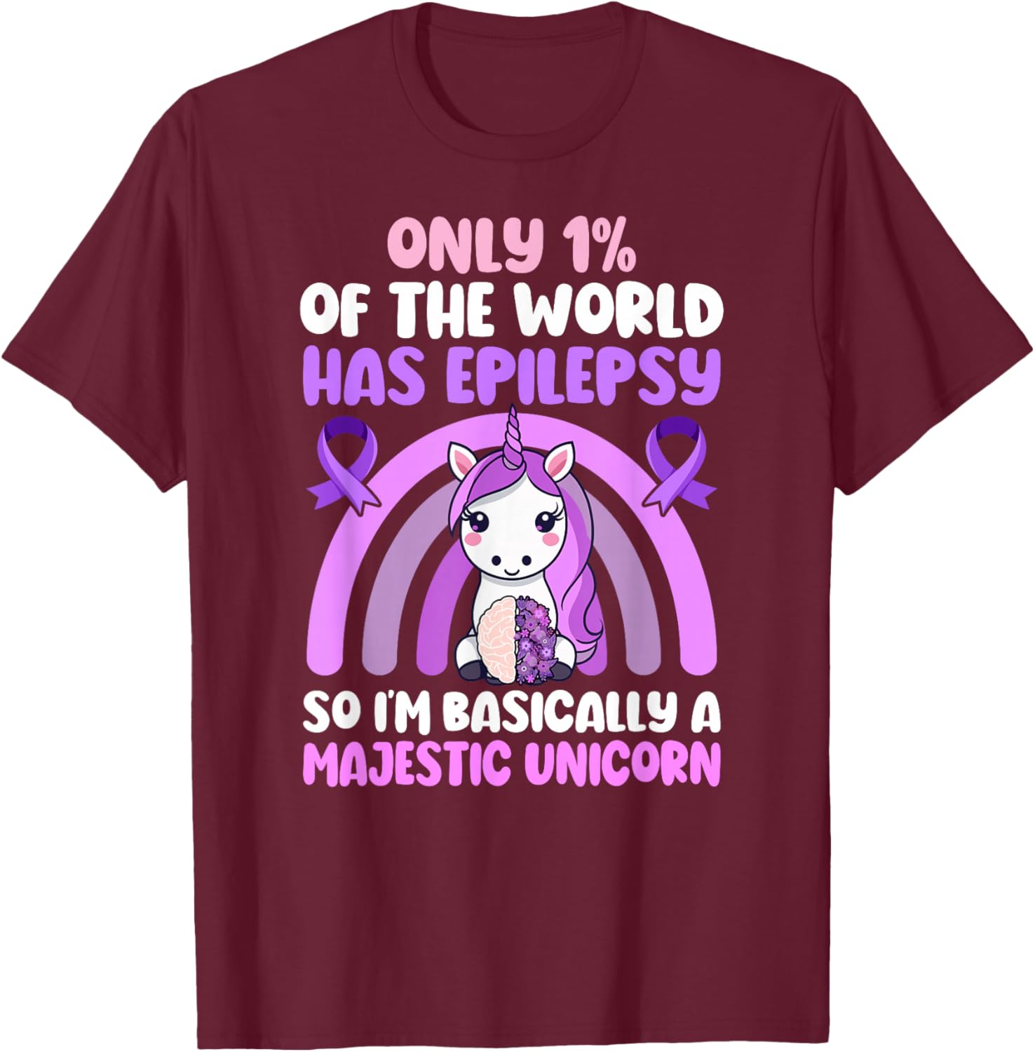 Epilepsy Awareness Month Epilepsy Warrior Unicorn T-Shirt - T-Shirt | Maroon