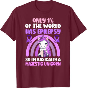 Epilepsy Awareness Month Epilepsy Warrior Unicorn T-Shirt - T-Shirt | Maroon
