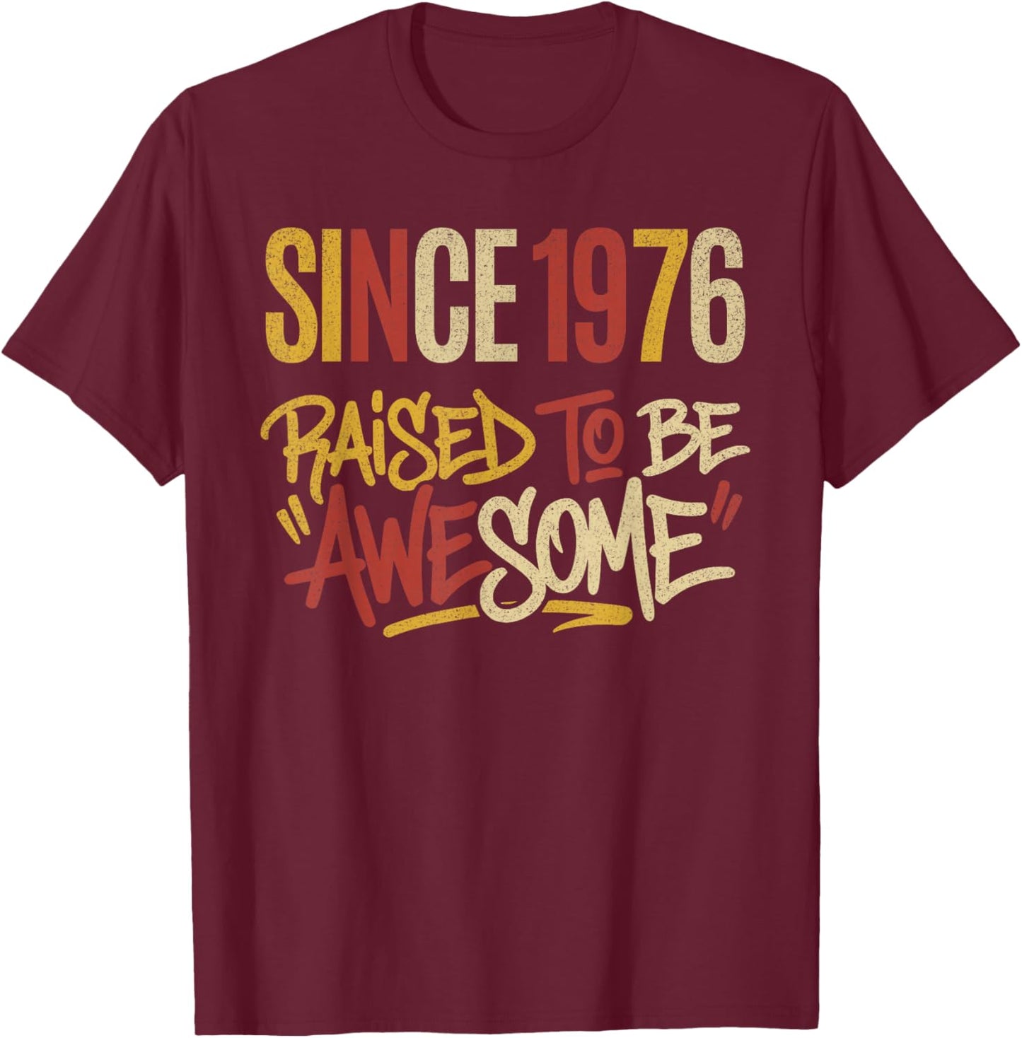Vintage Graphic Raised to Be Awesome Since 1976 Birthday T-Shirt - T-Shirt | Maroon