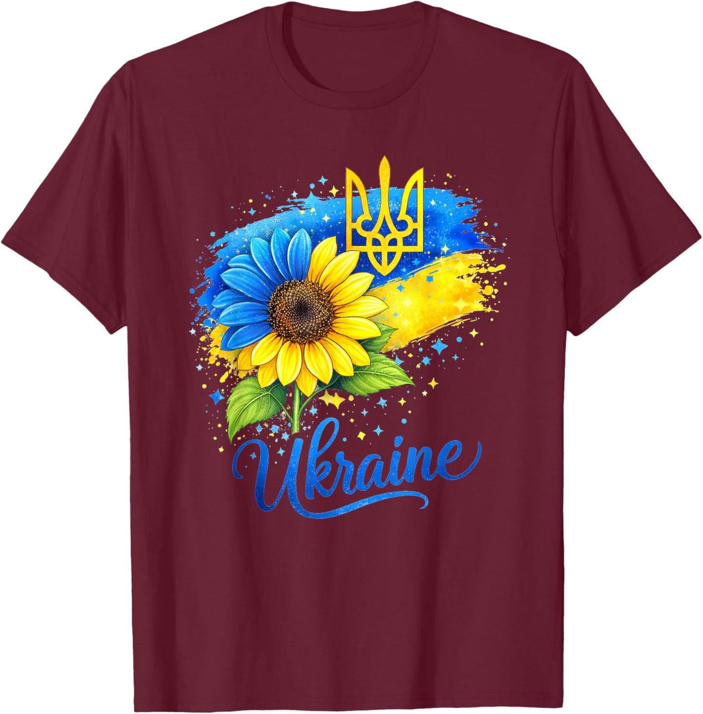 Ukraine Sunflower Butterfly Ukrainian Girls Kids Women Men T-Shirt - T-Shirt | Maroon