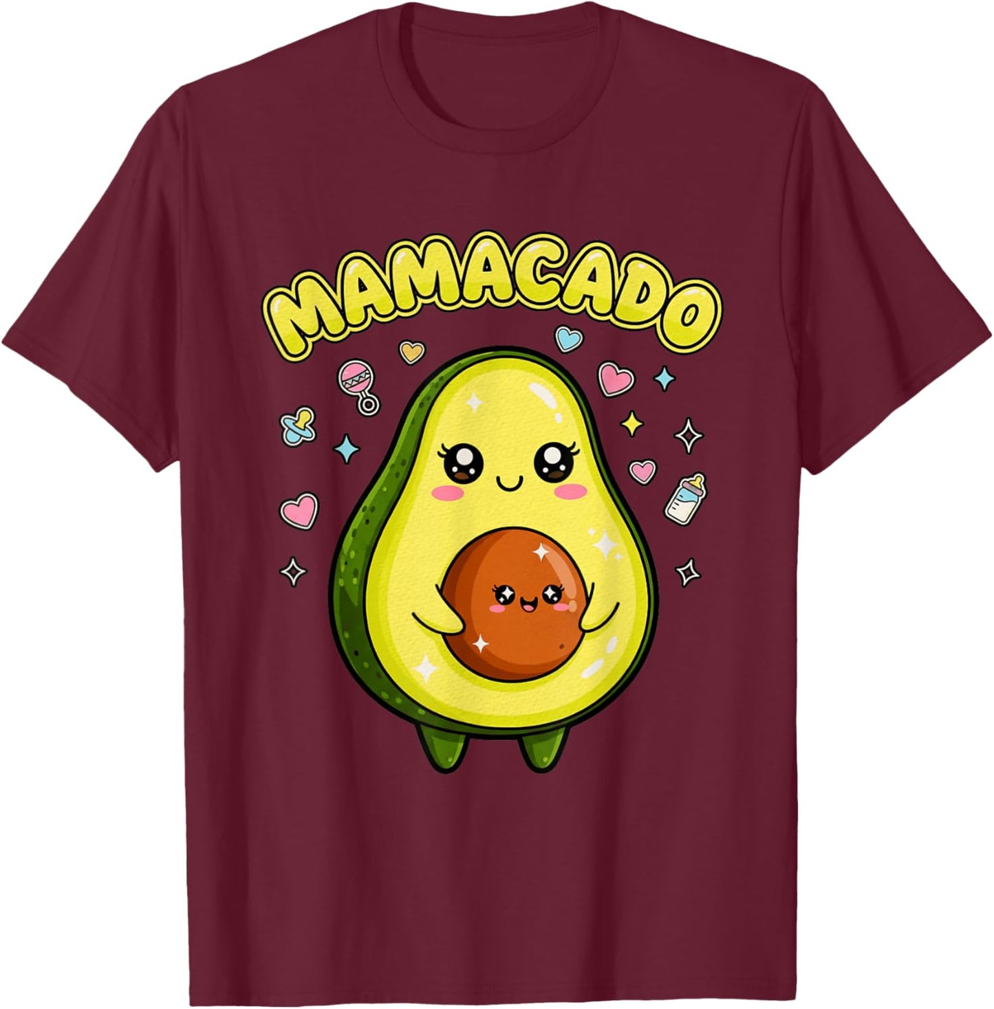 Pregnancy Announcement Women Mom Funny Avocado Mamacado T-Shirt - T-Shirt | Maroon