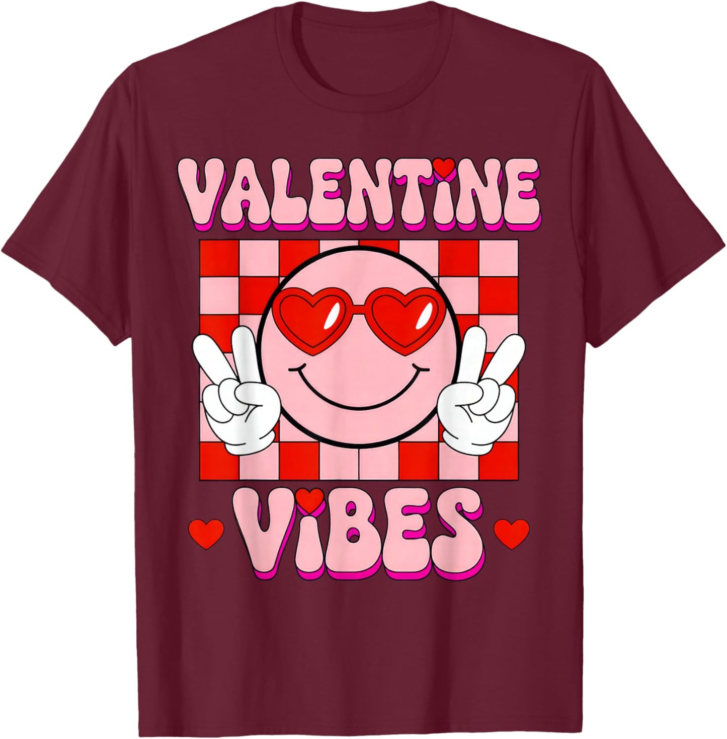 Groovy Valentine Vibes T-Shirt - T-Shirt | Maroon