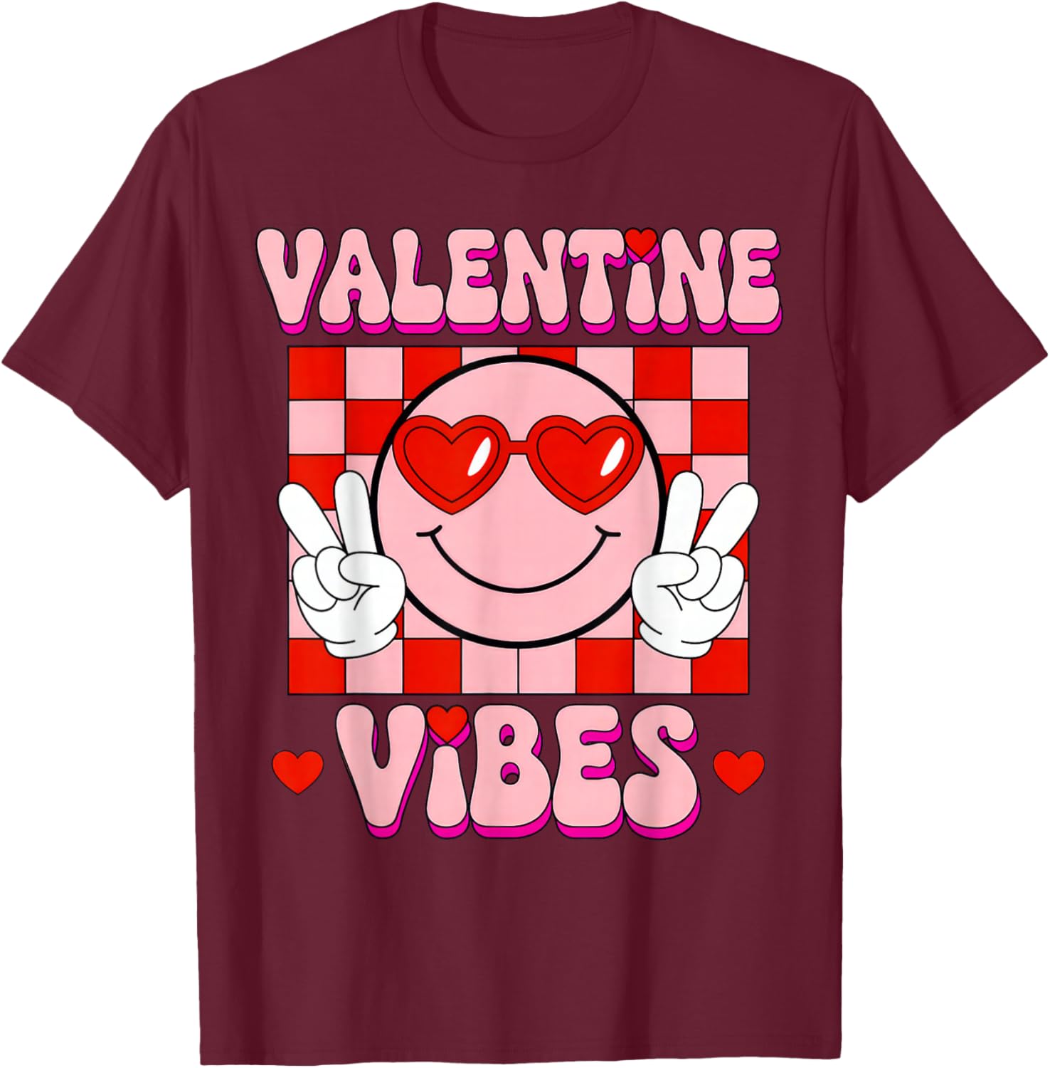 Groovy Valentine Vibes T-Shirt - T-Shirt | Maroon