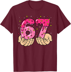 Funny 6 7 Meme Heart Gen Alpha Six Seven 67 Valentine’s Day T-Shirt - T-Shirt | Maroon