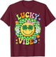 Groovy St Patricks Day Lucky Vibes Shamrock Women Girls Kids T-Shirt - T-Shirt | Maroon