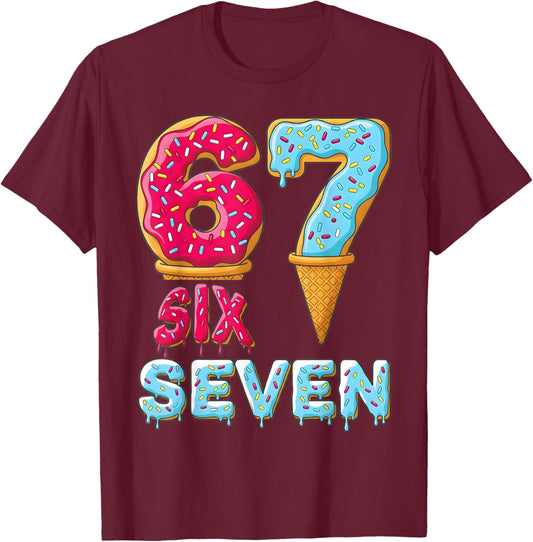 Baseball Drip Number 67 Player 67 Meme Ice Cream Drip T-Shirt - T-Shirt | Maroon