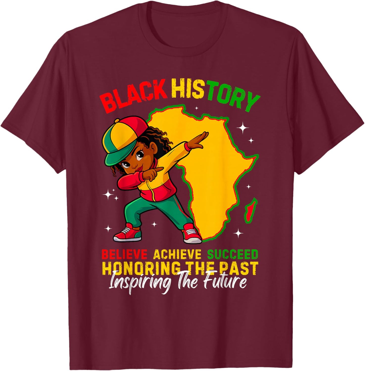 Black History Month African American Girls Kids Melanin T-Shirt - T-Shirt | Maroon