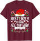 Most Likely to Drink All The Wine Family Matching Christmas T-Shirt - T-Shirt | Maroon