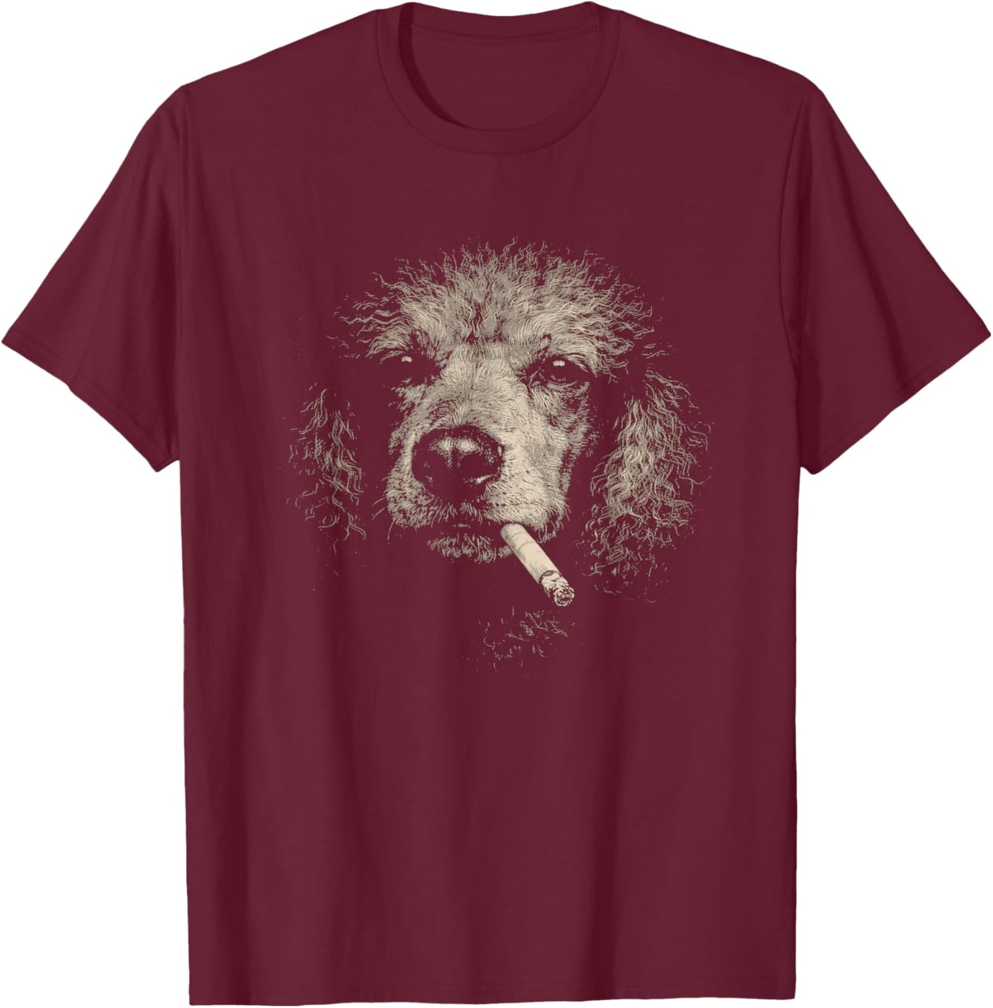 Dog Smoking Cigarette Funny Poodle Meme T-Shirt - T-Shirt | Maroon