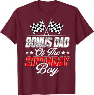 Race Car Bonus Dad of The Birthday Boy Racing Family T-Shirt - T-Shirt | Maroon