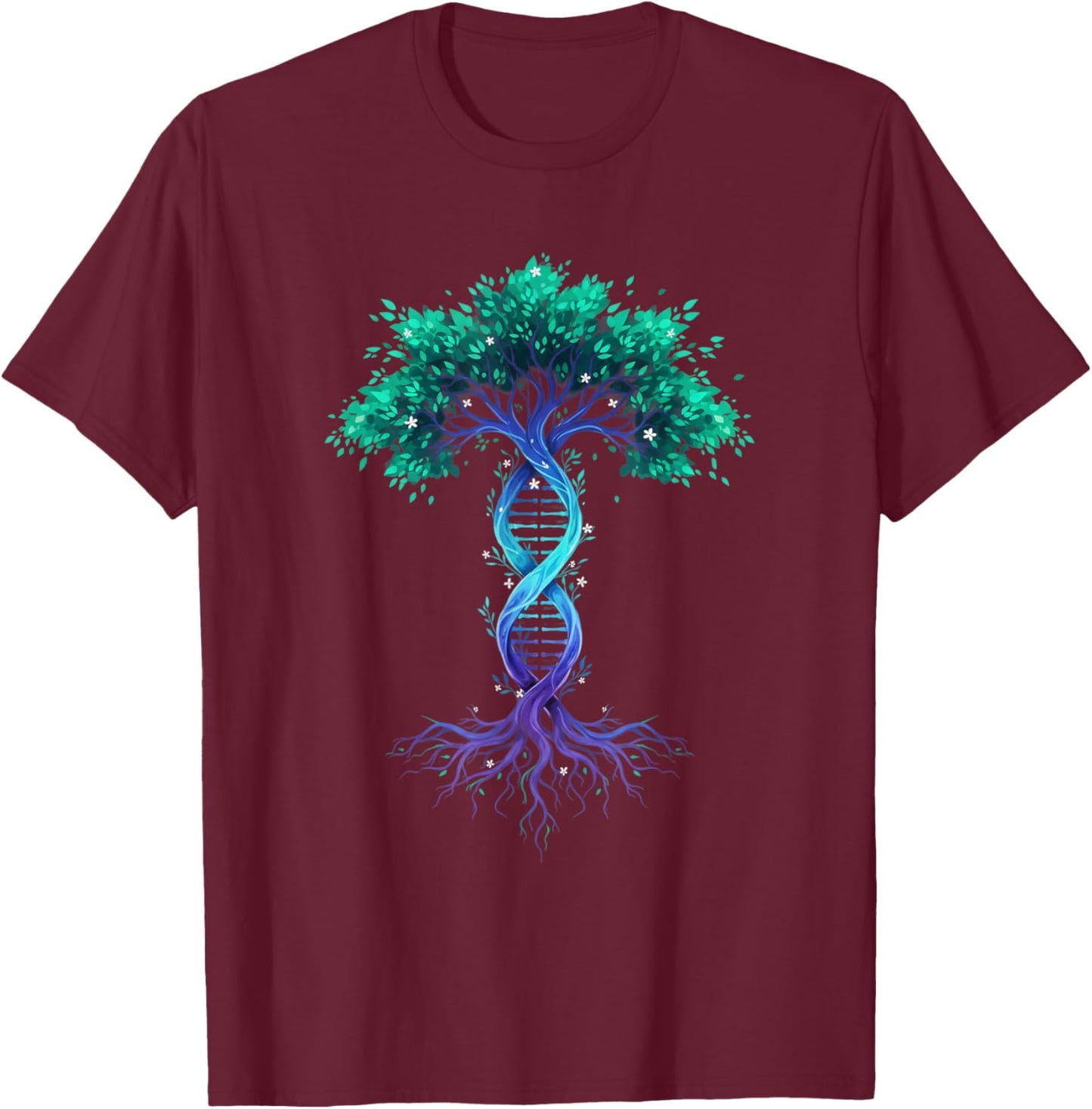 DNA Tree of Life Helix Tree Science Nature Genetics T-Shirt - T-Shirt | Maroon