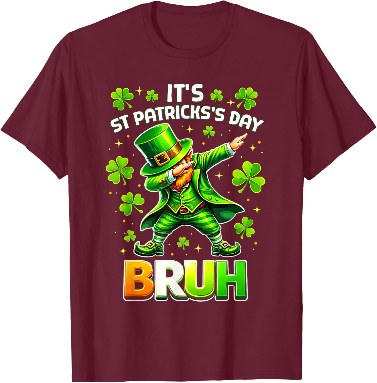 Bruh St Patricks Day Boys Teen Kid Saint Patricks Leprechaun T-Shirt - T-Shirt | Maroon