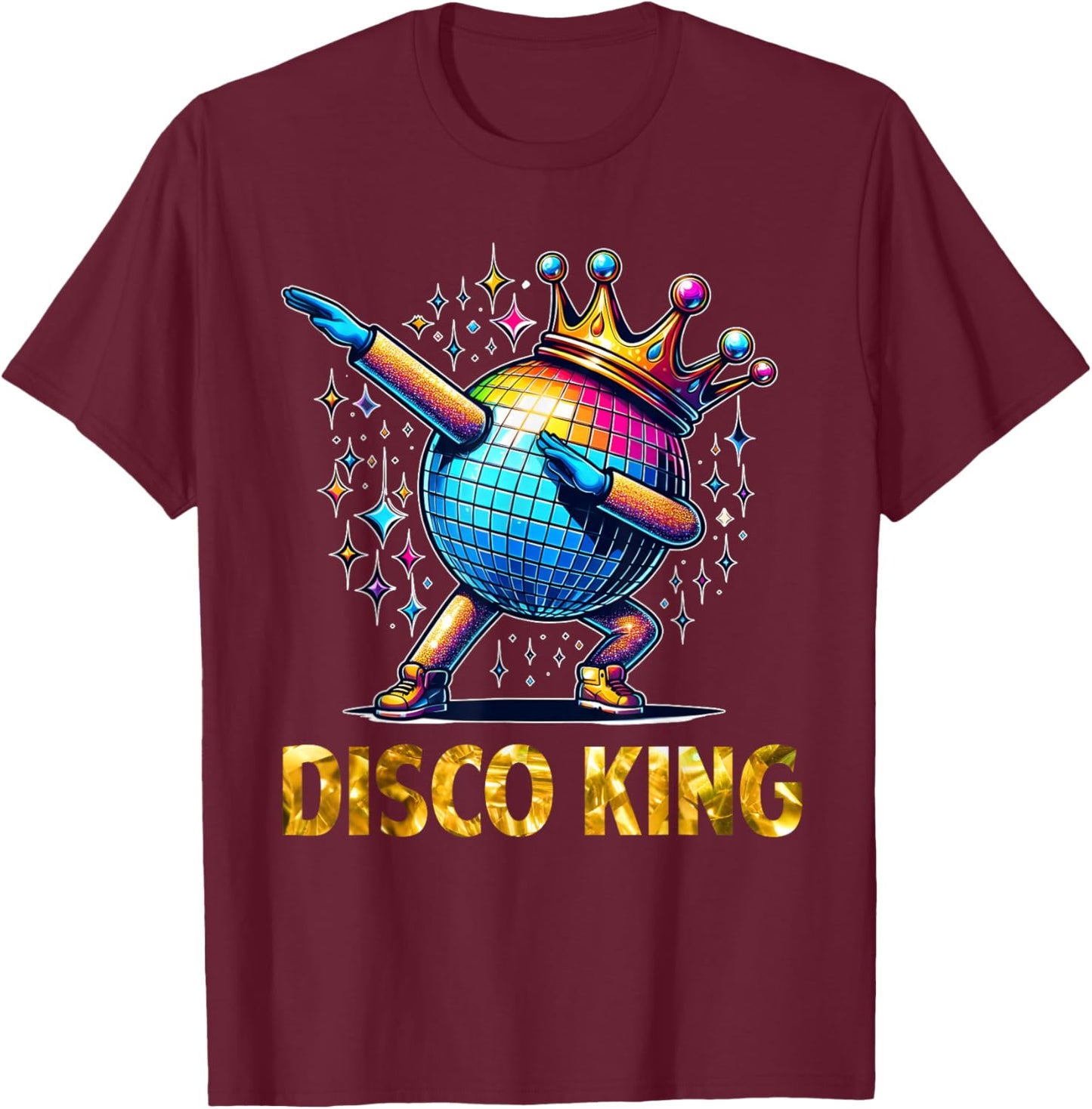 Disco King Costume 70s Dance Parties LED Disco Light Dabbing T-Shirt - T-Shirt | Maroon