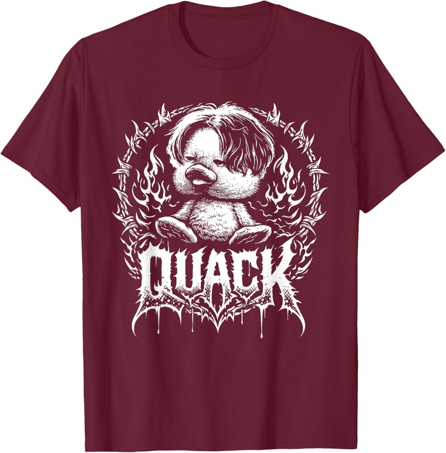 Quack Funny Metal Duck Dark Humor Animal Meme T-Shirt - T-Shirt | Maroon