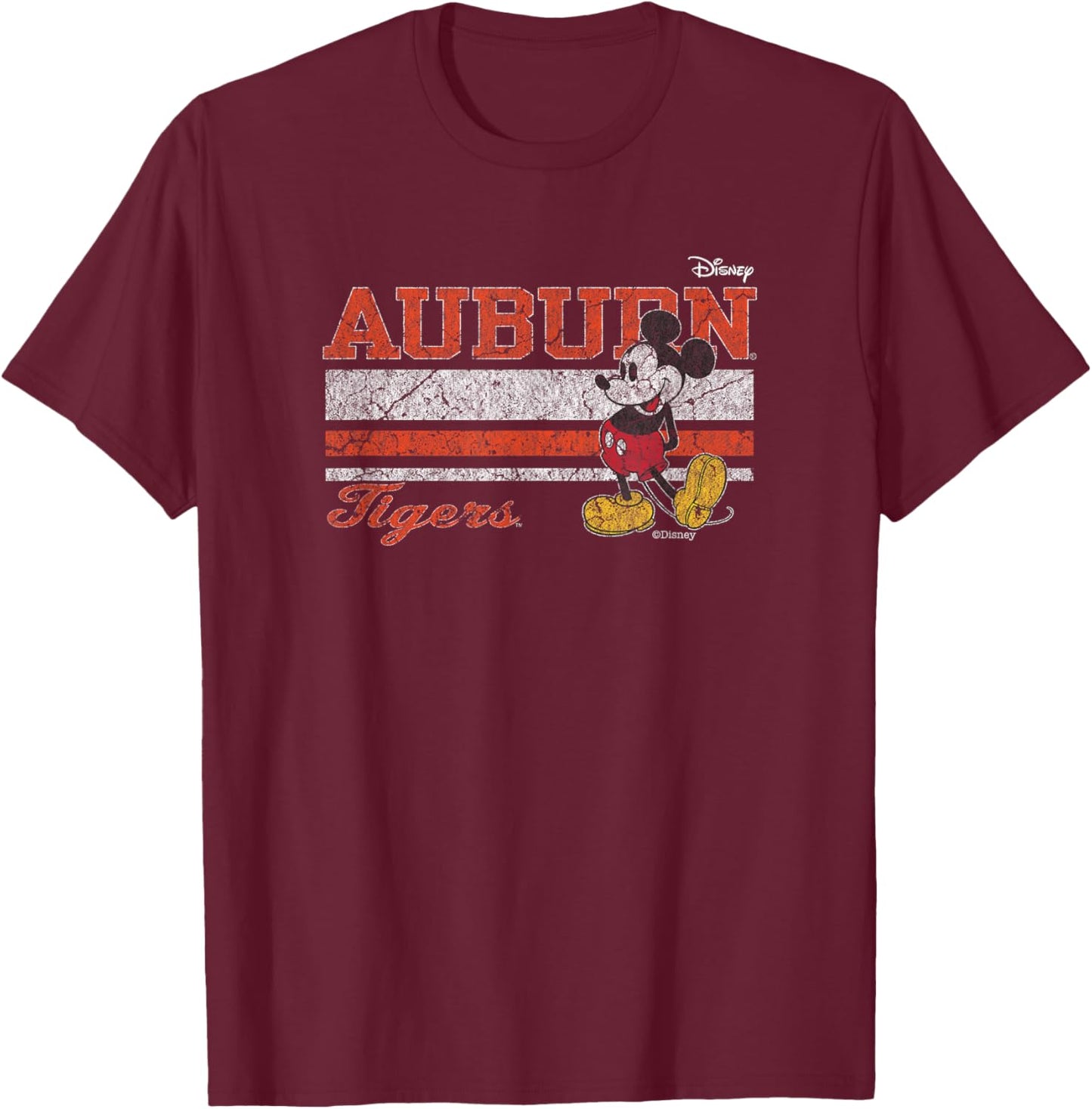 Auburn Tigers Mickey Mouse Vintage Navy Officially Licensed T-Shirt - T-Shirt | Maroon
