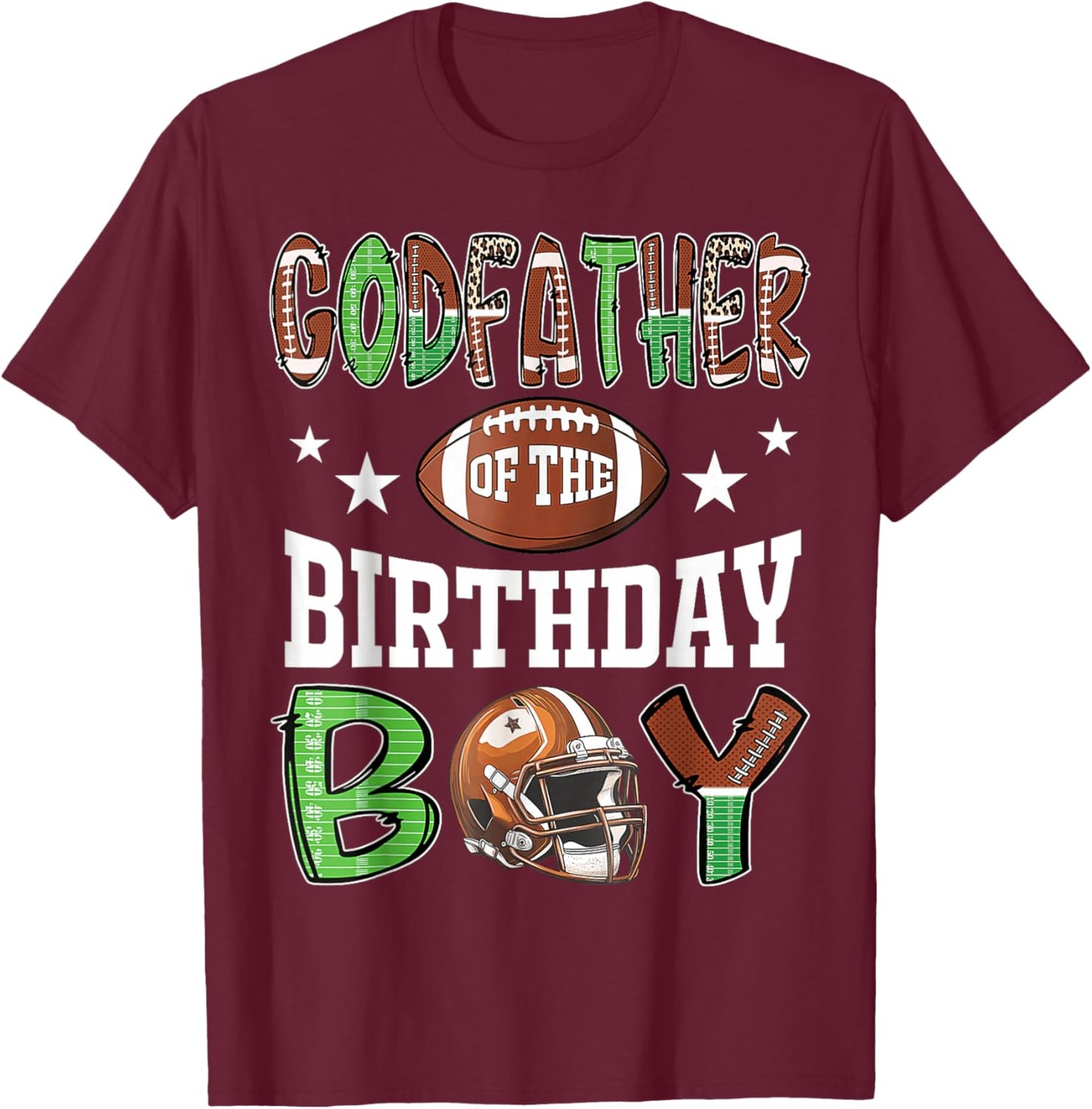 Godfather of The Birthday Boy Football Player Family T-Shirt - T-Shirt | Maroon