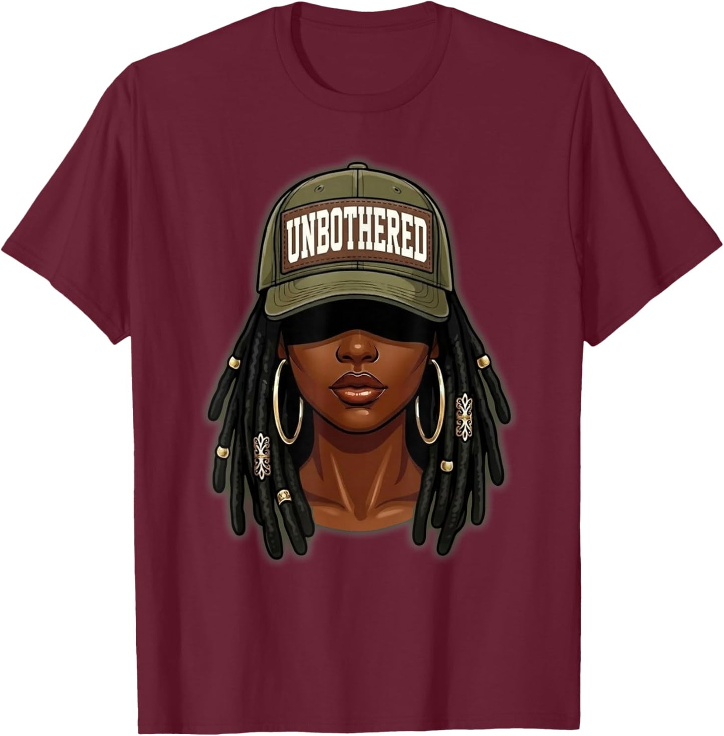 Black Women Camoa Apparel, Black History Month Unbothered T-Shirt - T-Shirt | Maroon