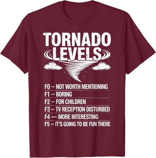 Tornado Levels Tornado Meteorology Storm Chasing T-Shirt - T-Shirt | Maroon