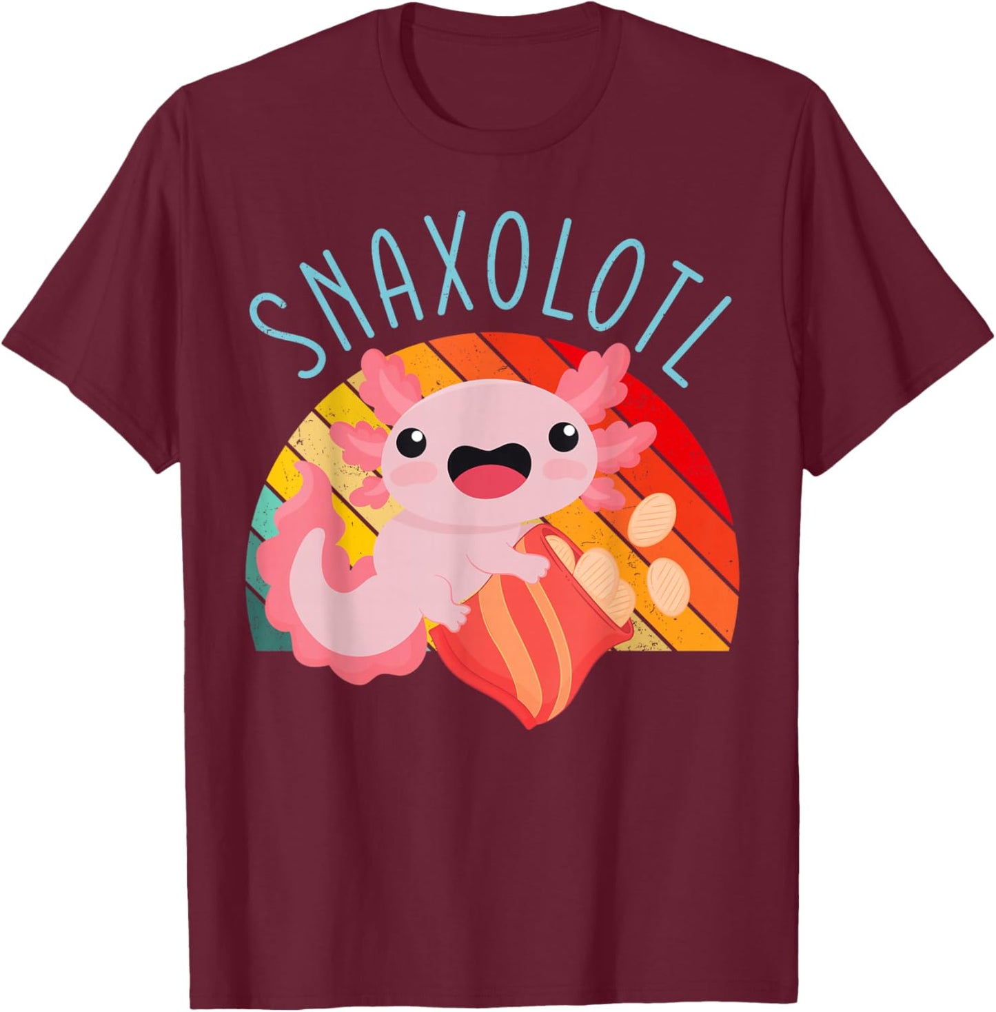 Snaxolotl Lovers Cute Funny Snack Humorous Vibe T-Shirt - T-Shirt | Maroon