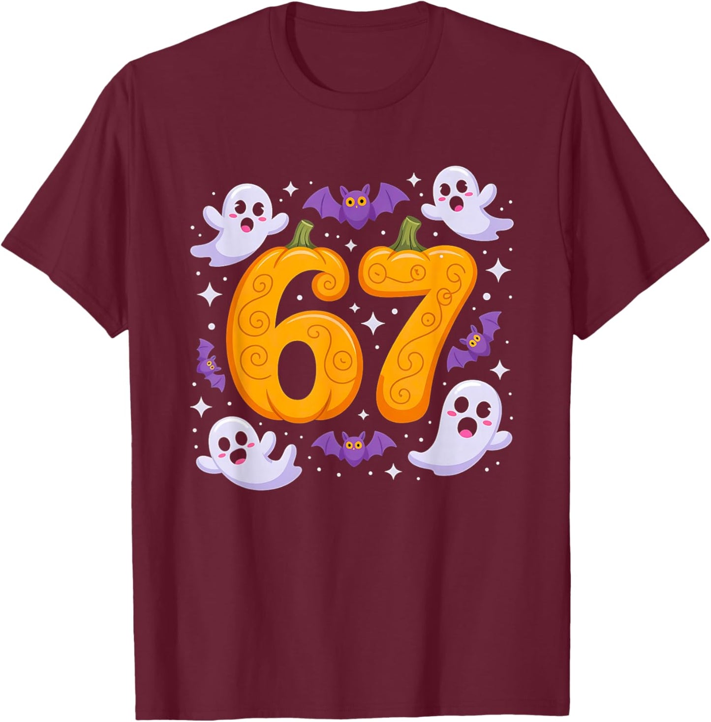 Six Seven Meme 6 7 Halloween Costume Couple T-Shirt - T-Shirt | Maroon