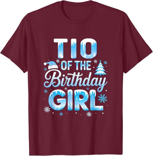 TIO of The Birthday Girl Snowflakes Winter Family Matching T-Shirt - T-Shirt | Maroon