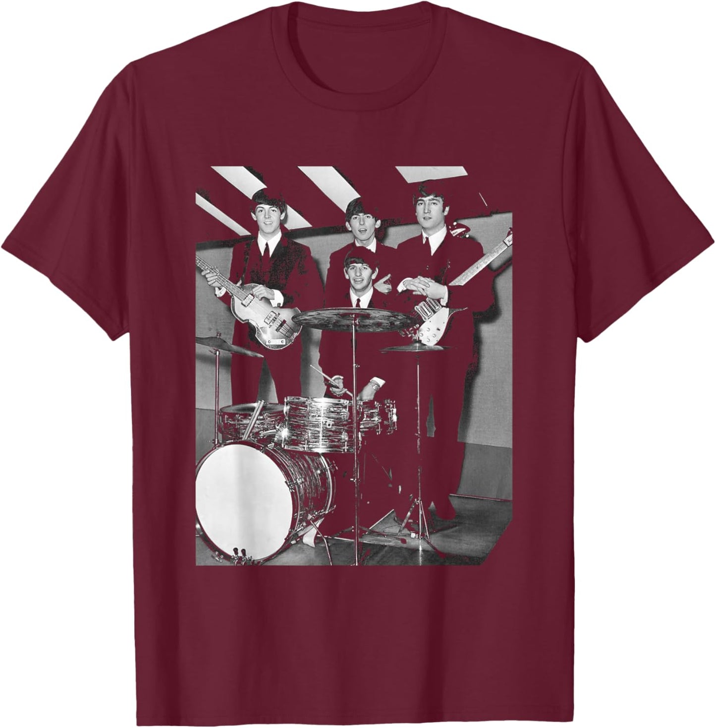 Paul George John & Ringo The Beatles Thank Your Luck Stars T-Shirt - T-Shirt | Maroon