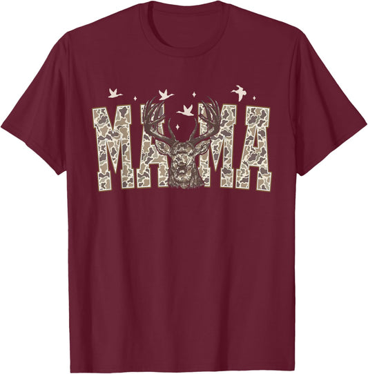 Camo Mama Deer Hunting Camouflage Mother's Day Hunting Mom T-Shirt - T-Shirt | Maroon