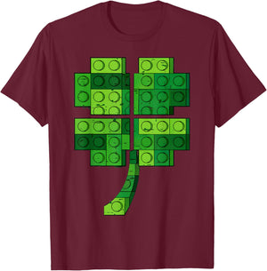 St Patricks Day Shamrock Building Blocks Bricks Boys Kids T-Shirt - T-Shirt | Maroon