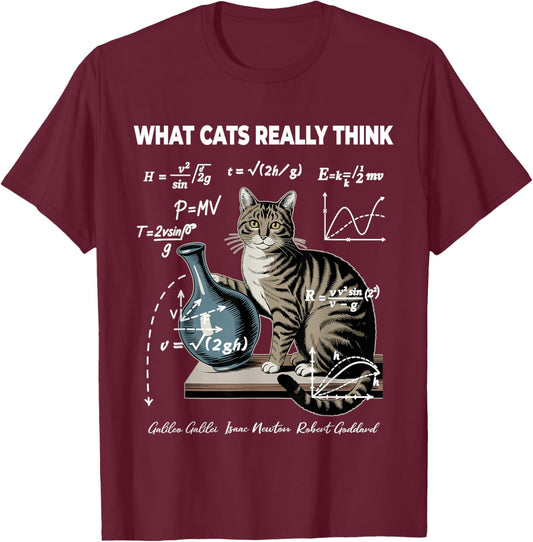 Funny Cat Physics Math Joke What Cats Really Think T-Shirt - T-Shirt | Maroon