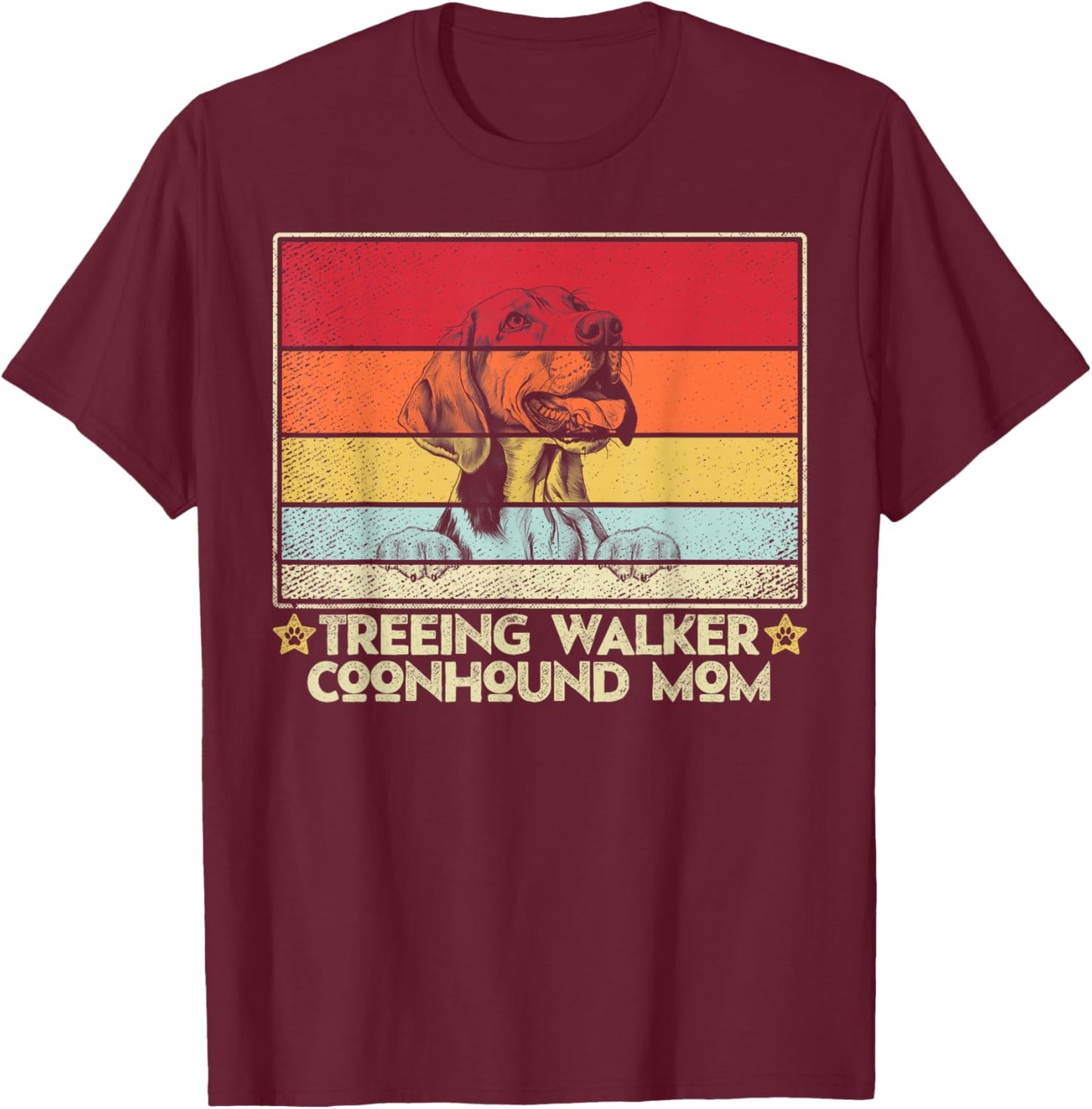 Treeing Walker Coonhound Mom Classic Retro Vintage Style T-Shirt - T-Shirt | Maroon