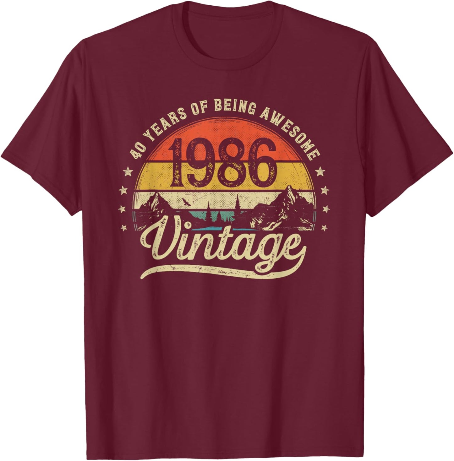 Vintage 1986 40 Years Old 40th Birthday T-Shirt - T-Shirt | Maroon