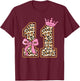 11th Birthday Girl Pink Coquette Bow Leopard 11 Year Old T-Shirt - T-Shirt | Maroon