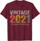 Vintage 2021 Text 5th Birthday Gift Boy Girl 5 Year Old T-Shirt - T-Shirt | Maroon