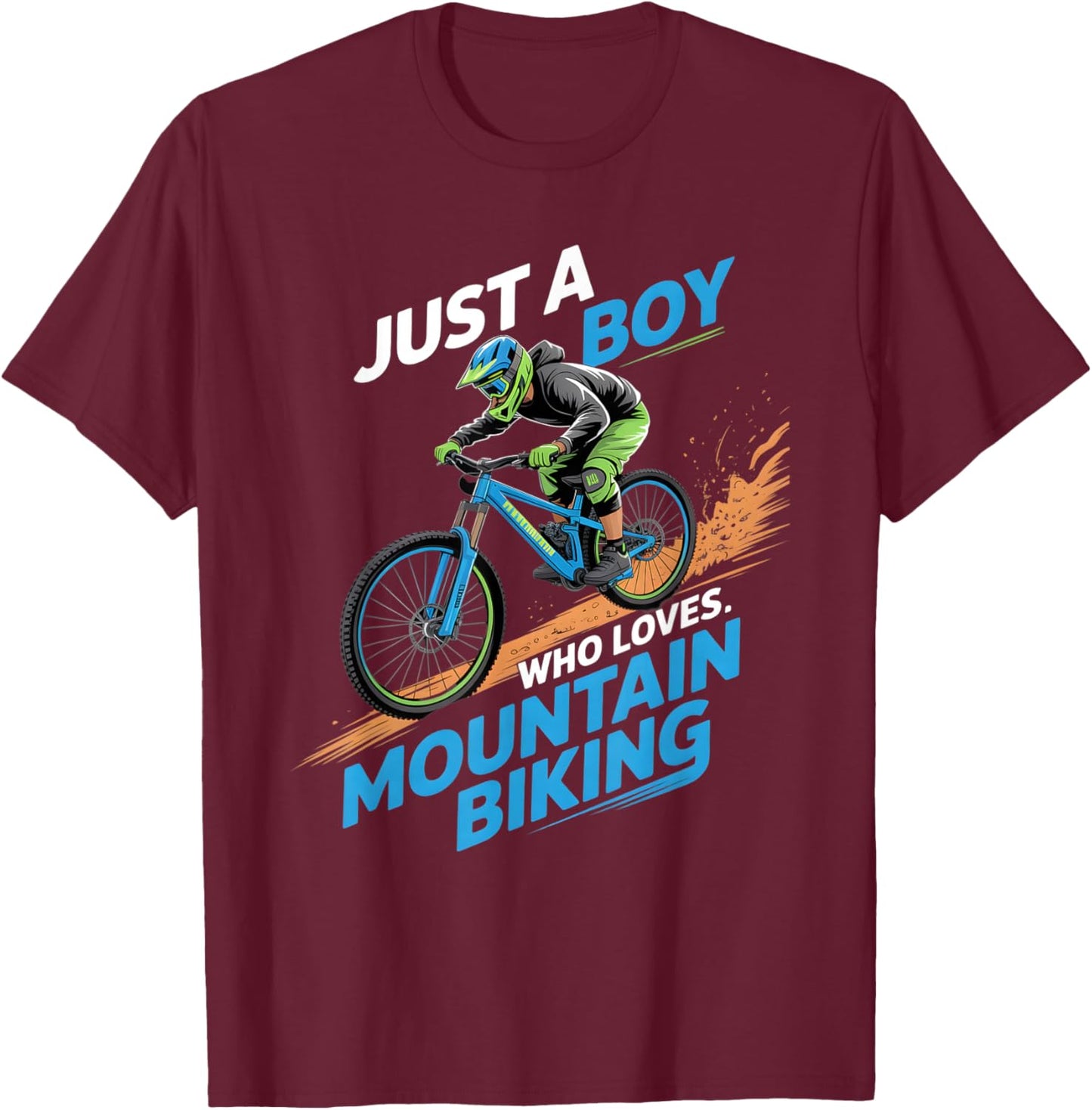 Boys Mountain Biking T-Shirt - T-Shirt | Maroon