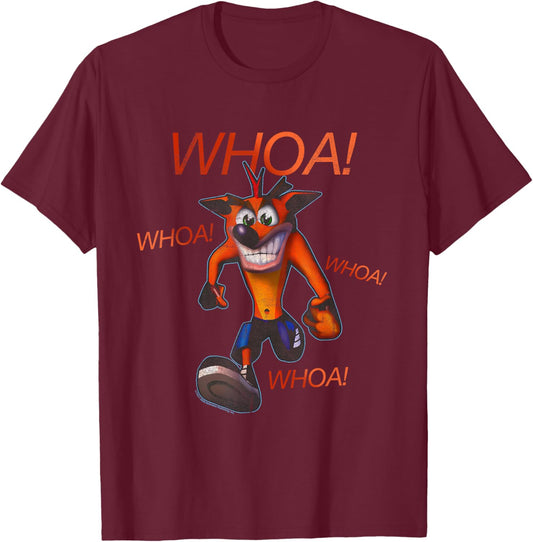 Crash Bandicoot Whoa Whoa Whoa Portrait Funny Video Game T-Shirt - T-Shirt | Maroon