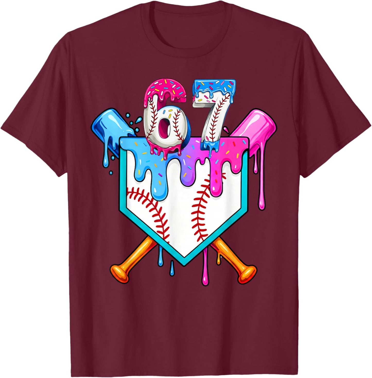 Six Seven Baseball Respect The Drip Boys Baseball T-Shirt - T-Shirt | Maroon