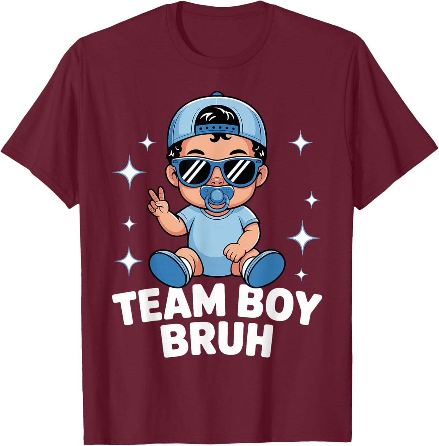 Team Boy Bruh Baby Announcement Gender Reveal Family Party T-Shirt - T-Shirt | Maroon
