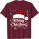 Funny Merry Christmas Buffalo Plaid Santa Hat Men Women Kids T-Shirt - T-Shirt | Maroon